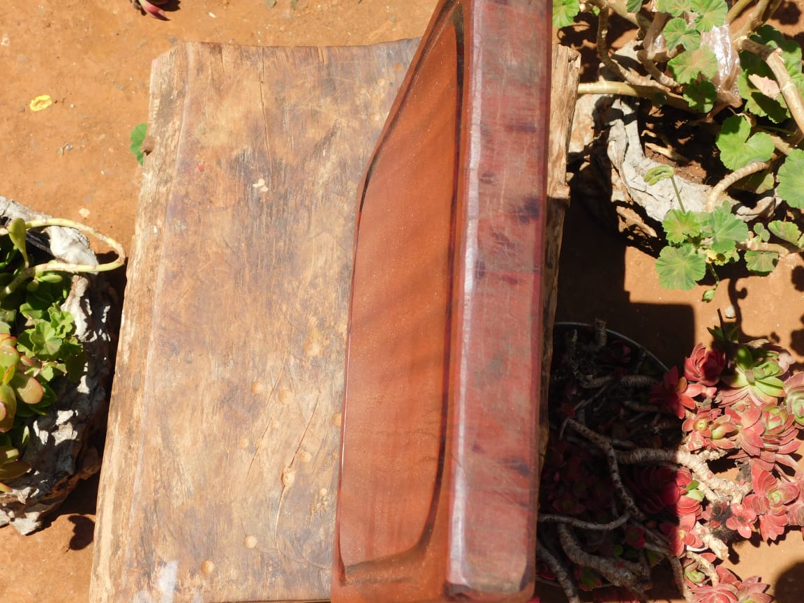 Artisan Single Block African Mahogany Cutting Board with Groove